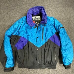 Solus Kaelin Saturn 3182 Men's Large Ski Snowboard Jacket Blue Purple Retro 90s
